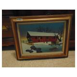 Wall Shelf, Clock, Covered Bridge Wall Decor