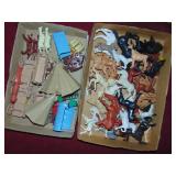 (2) Flats of Vintage Plastic Horses & Wagons, plus