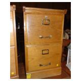 Oak 2-drawer file cabinets w. keys