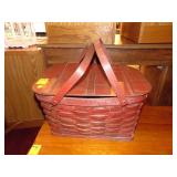 Burgundy vintage picnic basket
