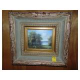 Painted canvas in ornate Victorian frame