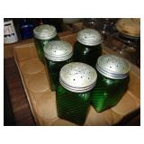 Flat of Green depression Shaker Jars
