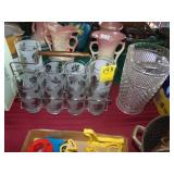 Set of Retro Silver leaf Tumblers and pitcher