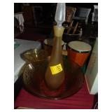 Retro Chip and Dip set and Art Glass Bottle