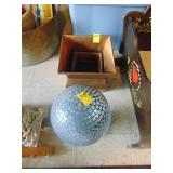 Gazing Ball and Copper Type Planters