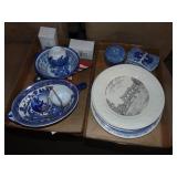 (2) Flats of Blue Transfer Ware