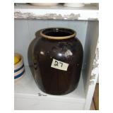 Brown Salt Glazed Beehive Shaped Crock