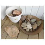 Lot of Garden Rocks & Primitive Herb Pot Box