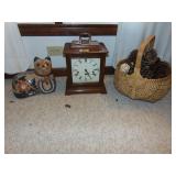 Seth Thomas Clock, Pottery Cat, Large Basket