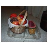 (2) Longaberger Baskets (1) Large Tray Liner