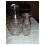 (2) Glass Heischmidt Dairy Bottles Paris IL