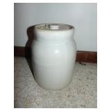 White Stoneware Salt Glazed Crock W/Lid