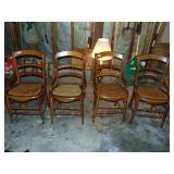 (4) Victorian Ladderback Walnut cane seat chairs