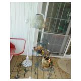 Metal Floor Lamp & Misc. Garden Decor