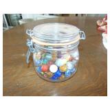 Glass Container Full of Antique Marbles