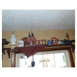 Shelf full of Misc. Americana & Kitchen Decor