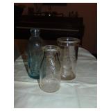 (3) Glass Dairy Containers