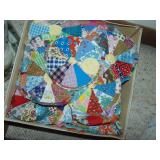 Box of Antique Quilt Blocks & Fabrics