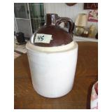 Brown & White Gal. Size Crock Jug