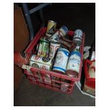 Crate Full of Antique Steel Beer Cans
