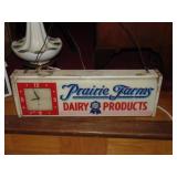 Prarie Farms Light Up Sign & Clock