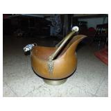 Brass Type Coal Bucket W/Porcelain Handles