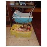 Vintage/Retro Doll Buggy, Doll Bed & Dolls