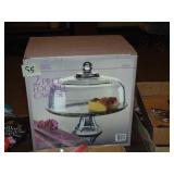 Anchor Hocking (2) Piece Footed Cake Set In Box