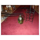(2) Metal Racks & Large Green Cider Jug