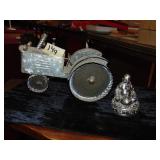 Metal Tractor Art & Buddha Incense Burner