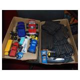(2) Flats of Misc. Toy Vehicles & Track