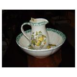 Ceramic Pitcher & Bowl Marked Made In Italy