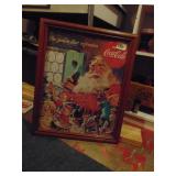 Vintage Framed Coca-Cola Santa Print