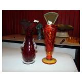 (2) Vintage/Retro Art Glass Vases