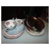 Large Lot Of China Pieces Many Hand Painted