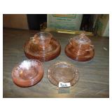 Large Lot Of Cabbage Rose Pink Depression Glass