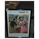 Vintage Framed Coca Cola Poster