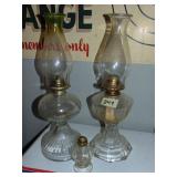(2) Oil Lamps (1) Mini Oil Lamp