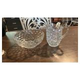 American Fostoria Pitcher & Large Footed Bowl