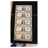 (5) $1 Silver Certificates