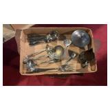 Flat Full Of Silver Plate Serving Utensils