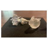 Frosted Art Glass Bunny & Lladro Angel Figurine