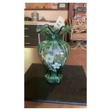 Signed Hand Painted #79 Fenton Aqua Glass Vase