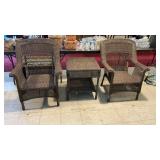 Newer Wicker Type Patio Chairs & Table