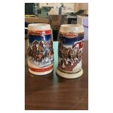 1998 & 1999 Budweiser Holiday Steins