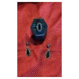 Sterling Teardrop Onyx Type Ring & Earring Set