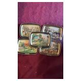 (5) Currier & Ives Metal Trays
