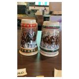 (2) 1993 Budweiser Holiday Steins