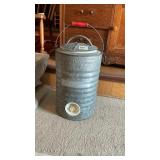 Retro Galvanized Drink Cooler W/Red Handle