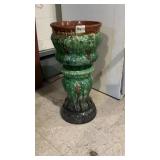 Antique Brush McCoy Type Jardeniere & Pedestal